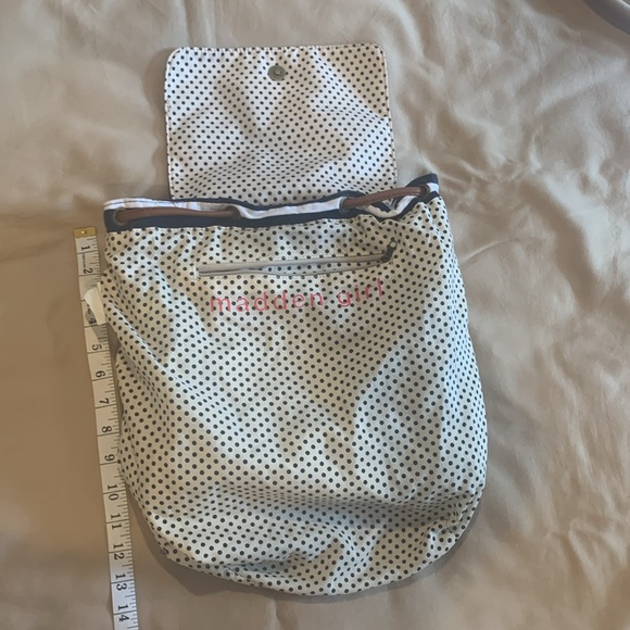 NWOT - Madden Girl Brown and Navy Striped Backpack - Picture 9 of 16